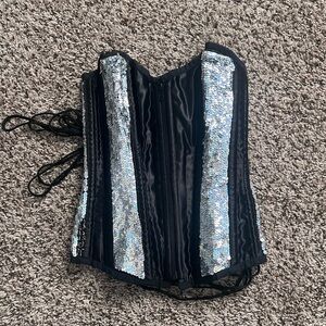 VINTAGE Sparkly lace up corset top